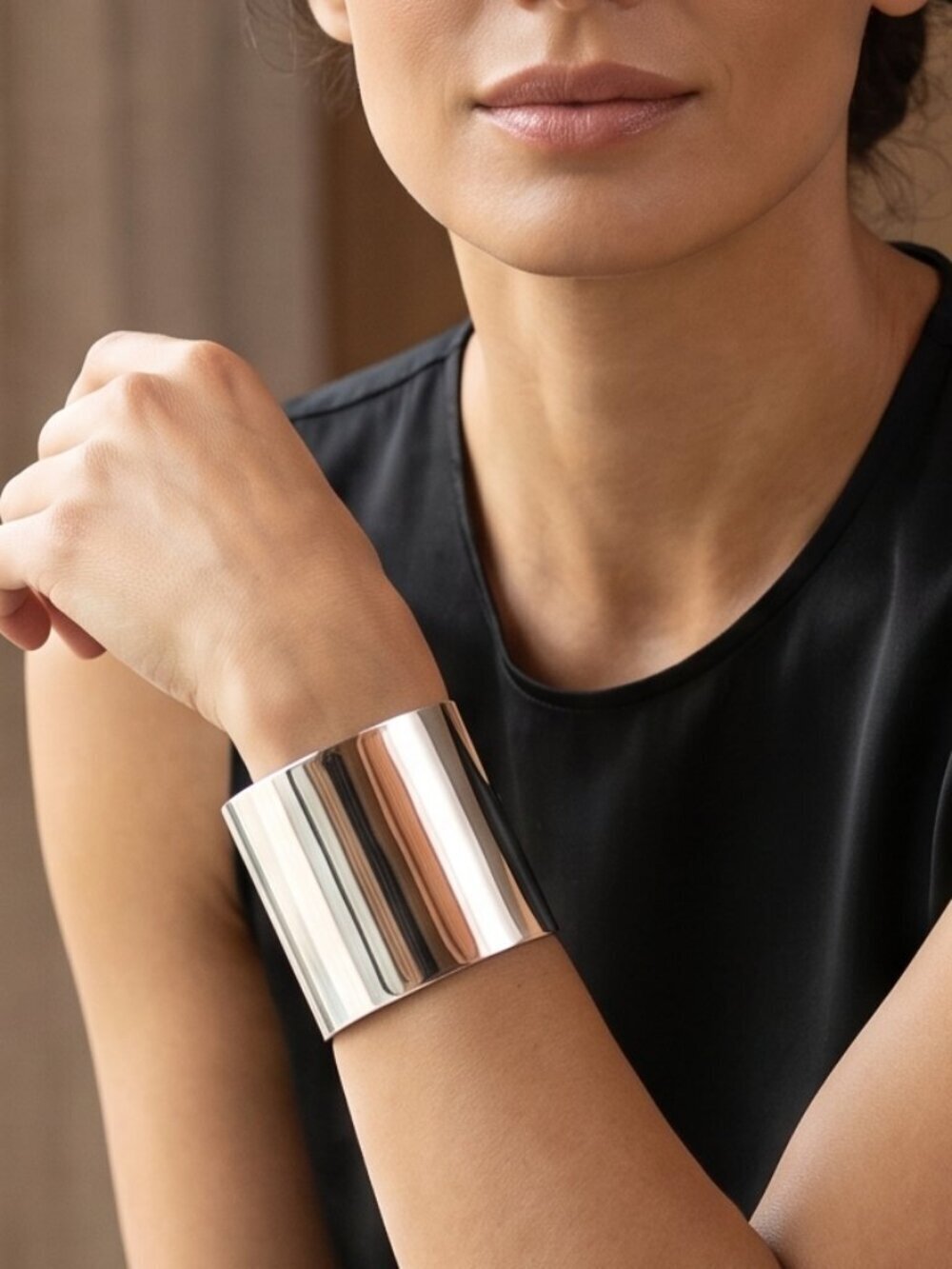 Wide Silver Cuff Bracelet NWT Statement Chic